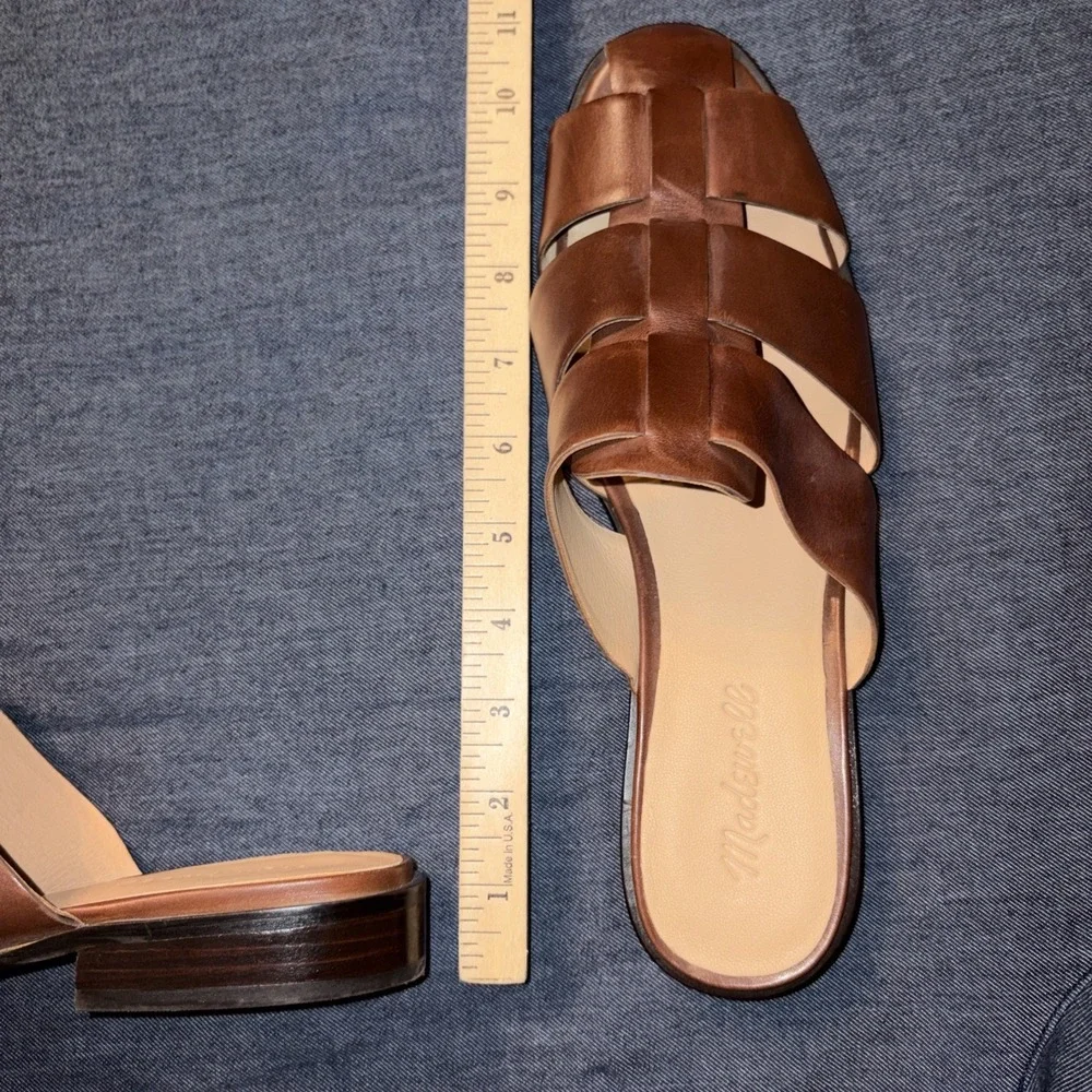 Madewell Sz 10 Dixson Fisherman Mules Leather Flat Shoes Apple Butter Brown